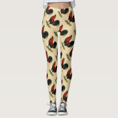 Leggings Coq Rouge Noir BB Américain (Devant)