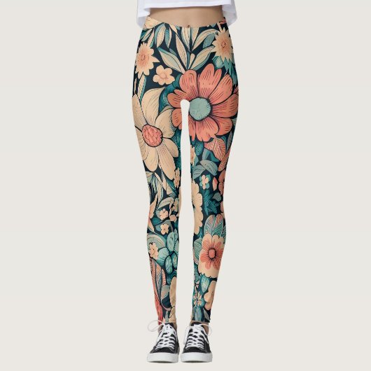 Leggings Coque Coussin de fleurs de Bohême (Devant)