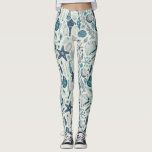 Leggings Coques de mer sur blanc<br><div class="desc">Motif vectoriel à main avec coquilles</div>