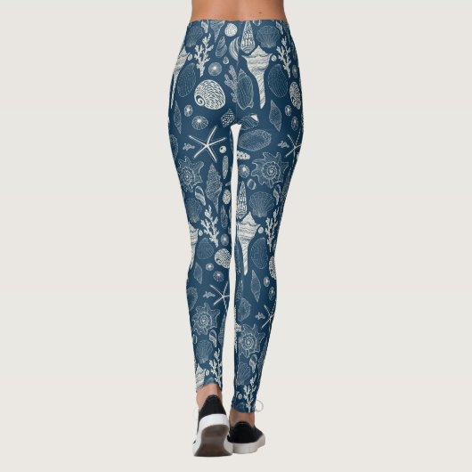 Leggings Coques de mer sur bleu foncé (Dos)