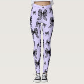 Leggings Coquette Bow Noir Purple Nom Personnalisé tendance (Devant)