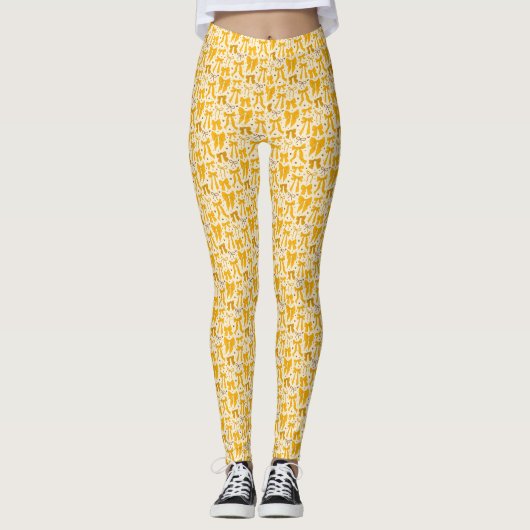 Leggings Coquette Jaune Vaches Motif tiré main (Devant)