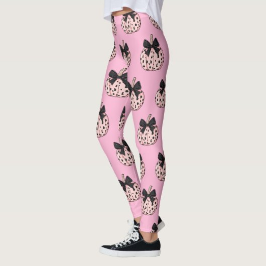 Leggings Coquette rose citrouille et bow Halloween (Gauche)