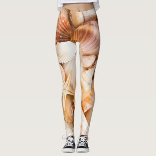 Leggings Coquillages arrière - plan : thème marin.