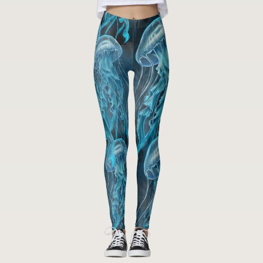 Leggings Coquillages bleus et noirs (Devant)