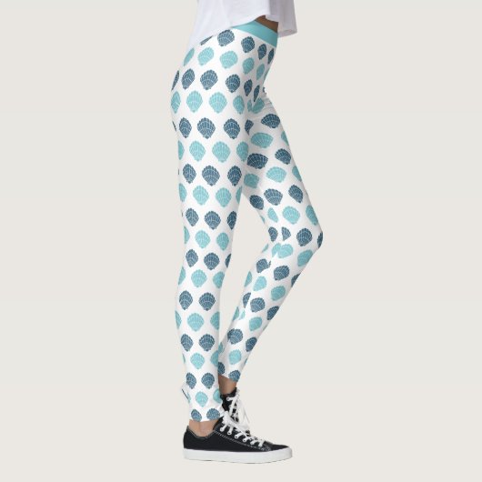 Leggings Coquillages Bleus tendance Ocean Beach Thème Yoga (Droite)