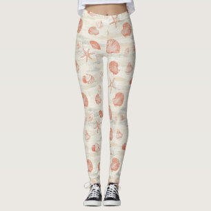 Leggings Coquillages de plage vintage avec corail et étoile