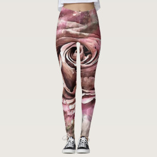 Leggings Corail brûlé et marais du désert Rose artistique