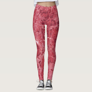 Leggings Corail coloré marbre rouge