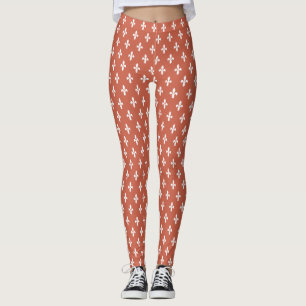 Leggings Corail foncé Fleur de Lys victorienne