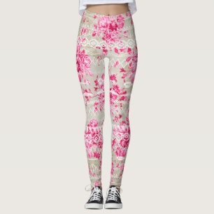 Leggings Corail rose Patrimoine Vintage rose Floral Motif