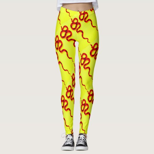 Leggings corail rouge serpent jaune (Devant)