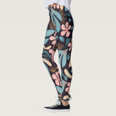 Leggings Coral Blue Floral Dark Print (Gauche)