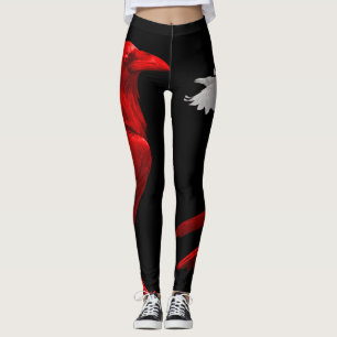 Leggings corbeau rouge avec la corneille blanche