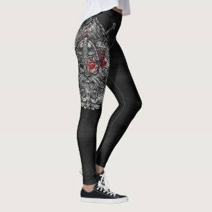 Leggings Corbeaux d'Odin épées Mythologie Viking drapeau Ca