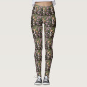 Leggings Corgi Dans Les Roses Rose, (Devant)