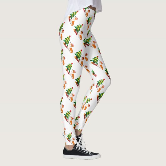 Leggings Corgi de Gallois avec l'arbre de Noël (Droite)