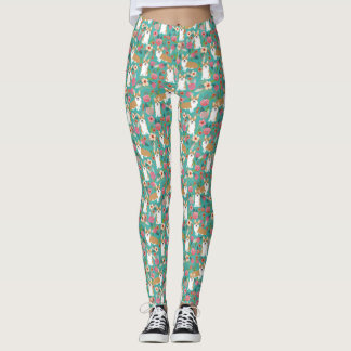 Leggings Corgi floral - les guêtres florales de corgi
