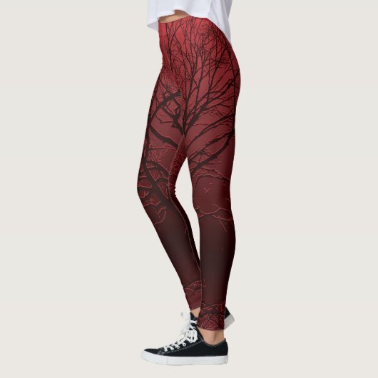 Leggings Corneille dans l'arbre en rouge (Gauche)