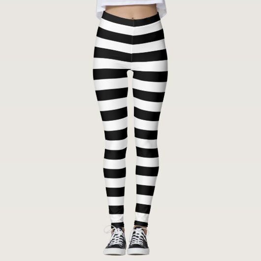 Leggings Cornwall flag stripes black white line pattern sym (Devant)
