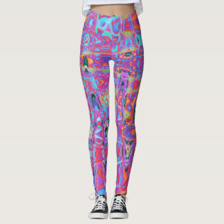 Leggings Cosmic Abstract Rainbow Colors Retro Ripples