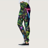 Leggings Cosmic Jungle Neon Galaxy Tropical Activewear (Gauche)