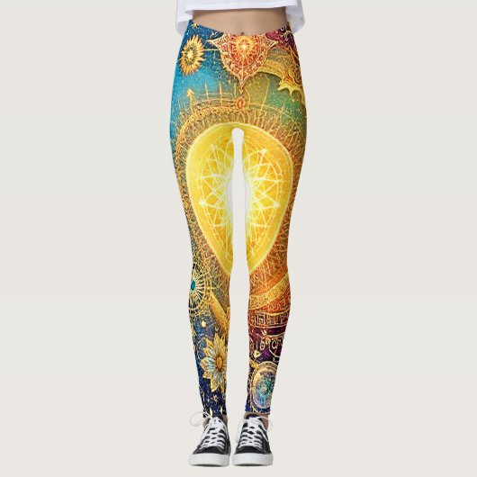 Leggings Cosmic Sun Mandala Art (Devant)
