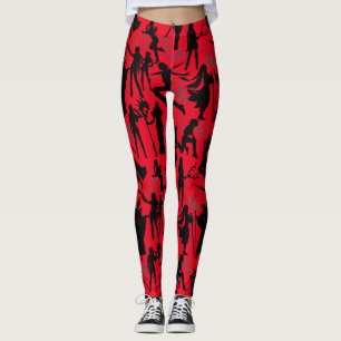 Leggings Cosplay Anime actions motif.w Red BG
