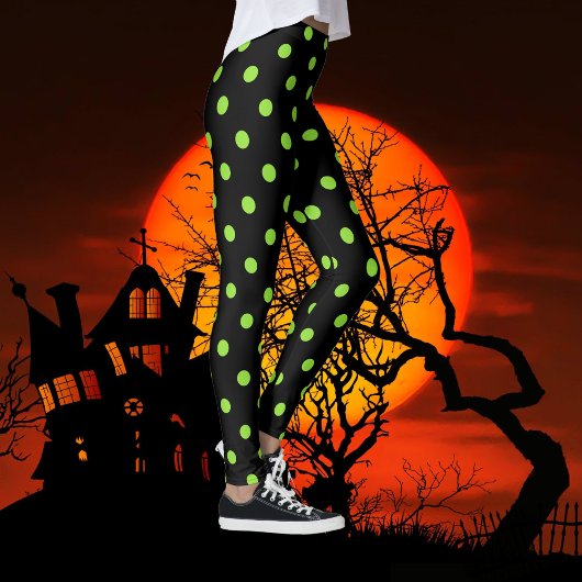 Leggings Costume de Motif Pois vert d'Halloween