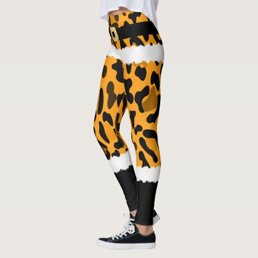 Leggings Costume de Noël Empreinte de léopard jaune (Gauche)
