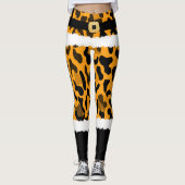 Leggings Costume de Noël Empreinte de léopard jaune (Devant)