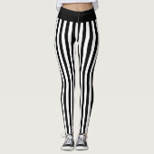 Leggings Costume d'Halloween en bande verticale noire et bl (Devant)