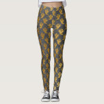 Leggings Costume d'Halloween noir et or Foil Fhosts<br><div class="desc">Halloween Black et Faux Gold Foil Ghosts Costume Les Leggings sont parfaits pour porter à une fête d'Halloween par eux-mêmes ou sous un costume.</div>