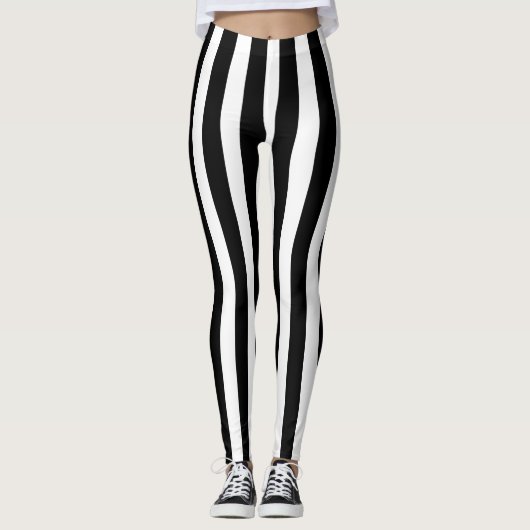 Leggings Costume d'Halloween vertical à bandes noires et bl (Devant)