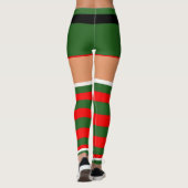 Leggings Costume Elfe de Noël Rouge Vert Légendes rayées (Dos)