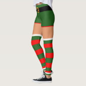 Leggings Costume Elfe de Noël Rouge Vert Légendes rayées (Gauche)