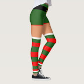 Leggings Costume Elfe de Noël Rouge Vert Légendes rayées (Droite)