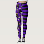 Leggings Costume Halloween Sorcière Noire Et Violet (Devant)