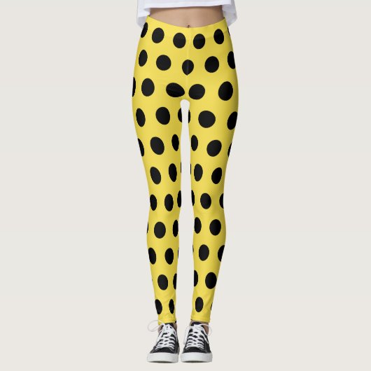 Leggings Costume Léman Jaune Noir Spots Rétro (Devant)