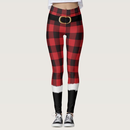 Leggings Costume Père Noël Plaid Moderne Cute Drôle Noël Le (Devant)