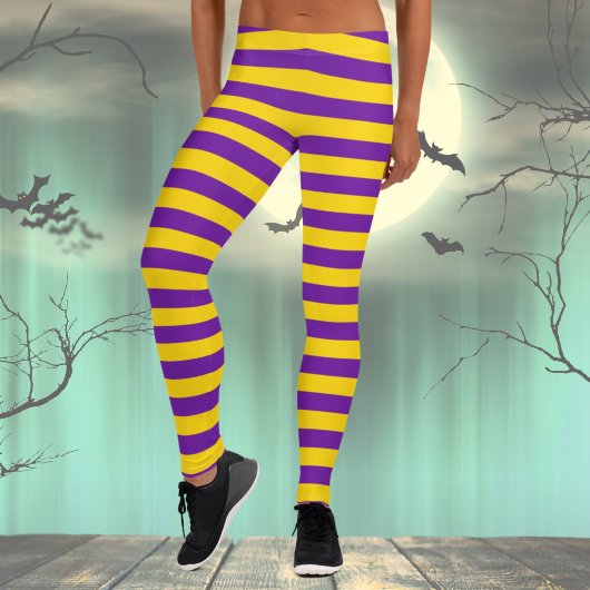 Leggings Costume rayé violet et jaune