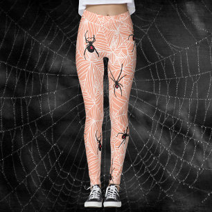 Leggings Costume Toile d'Araignée Veuve Noire Pêche Pastel