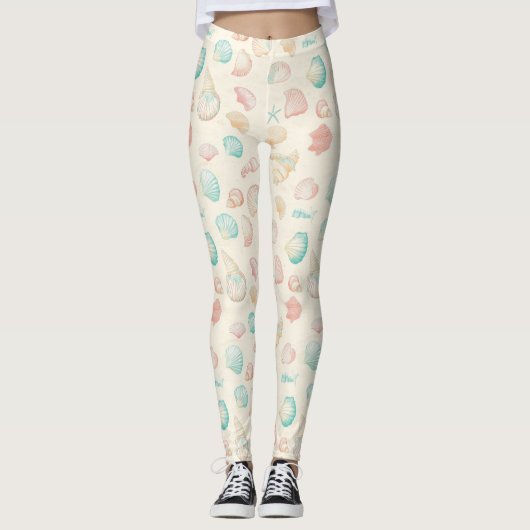 Leggings Côtière rustique - Coquillages, Starfish, Reef (22 (Devant)