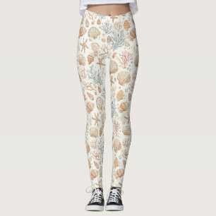 Leggings Côtière rustique - Coquillages, Starfish, Reef (32