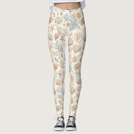 Leggings Côtière rustique - Coquillages, Starfish, Reef (32 (Devant)