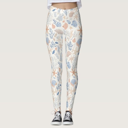 Leggings Côtière rustique - Coquillages, Starfish, Reef (34 (Devant)