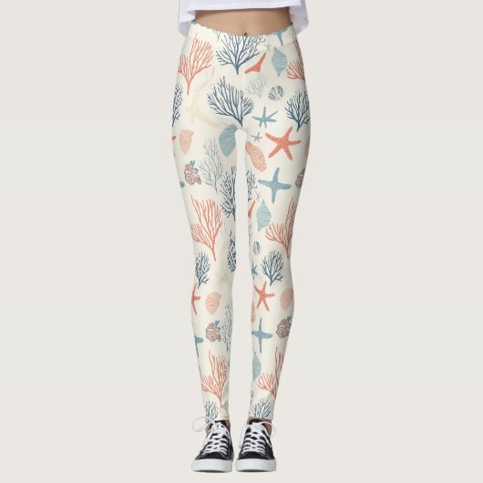 Leggings Côtière rustique - Coquillages, Starfish, Reef (35 (Devant)