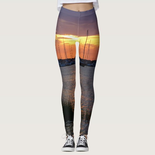 Leggings Coucher de soleil de Folly River (Devant)