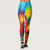 Leggings Coucher de soleil de forêt enchanté (Dos)