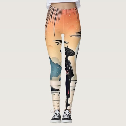 Leggings Coucher de soleil de Samurai : Voyage réfléchi (Devant)
